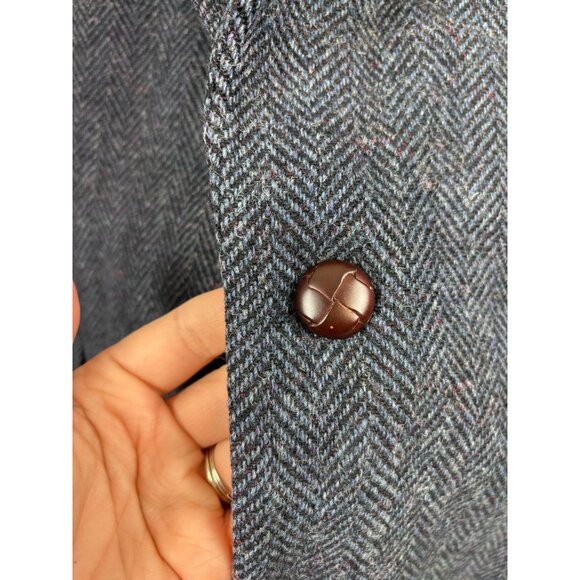 Vintage Sutter and Grant men's 46L blue herringbone tweed wool blazer sport coat - Picture 5 of 8